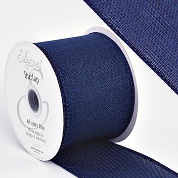 Eleganza Wired Edge Burlap 63mm x 10m Navy Blue No.19 - Ribbons